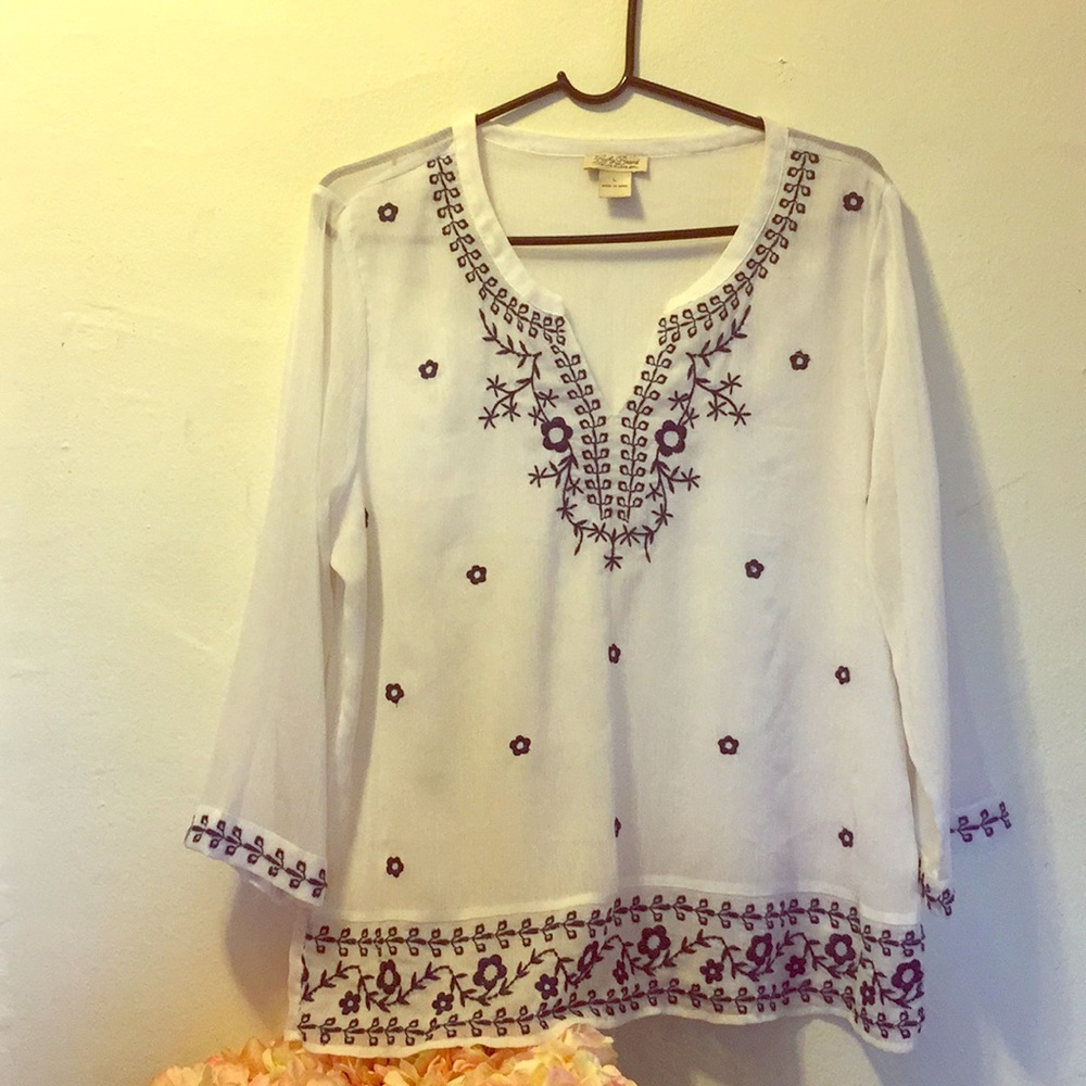Lucky brand semi sheer blouse